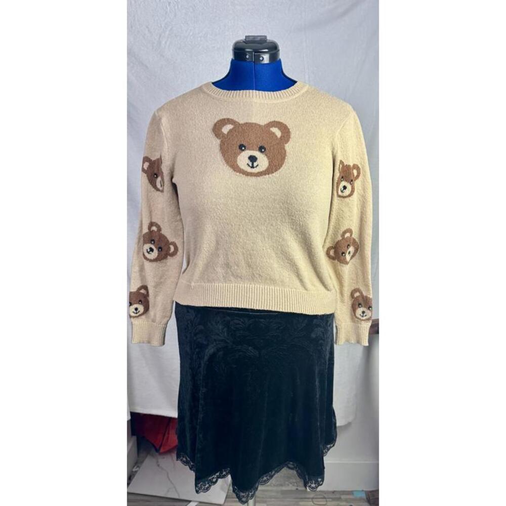 Amy Byer Teddy Bear Sweater | Cozy Knit Pullover | XL | Soft Kawaii Cottagecore - Picture 2 of 7